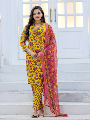 moxinfashion Printed Kurta, Trouser/Pant & Dupatta Set