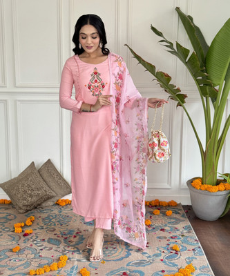 SwirlStyle Embroidered, Solid, Floral Print Kurta, Salwar & Dupatta Set