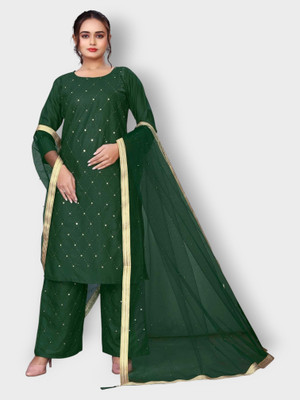 HOC's Embellished, Embroidered Kurta, Salwar & Dupatta Set