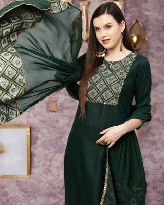 ORRIYA Polka Print Kurta, Trouser/Pant & Dupatta Set