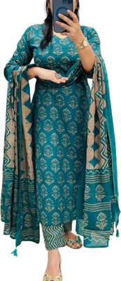 JAINISMCRAFTINGANDCLOTHING Printed Kurta, Trouser/Pant & Dupatta Set