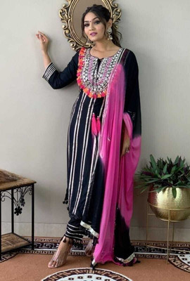 SHEVASTRAM Embroidered Kurta, Trouser/Pant & Dupatta Set