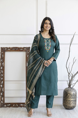 Chafi Collection Embroidered Kurta, Trouser/Pant & Dupatta Set