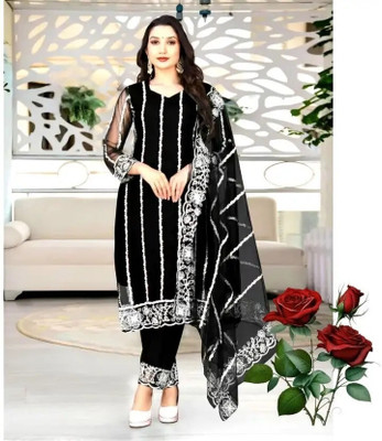 Trendz Tycoon Embroidered Anarkali Kurta, Bottom & Dupatta Set