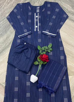 alliance collection Striped, Woven, Self Design, Solid Kurta, Trouser/Pant & Dupatta Set