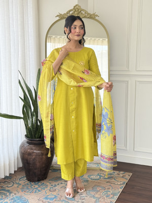 Vividvibe Embroidered, Self Design, Embellished Kurta, Trouser/Pant & Dupatta Set