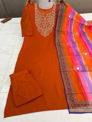 ANKHIR ERA Embroidered Kurta, Trouser/Pant & Dupatta Set