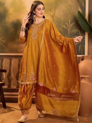Sangria Embroidered Kurta, Trouser/Pant & Dupatta Set