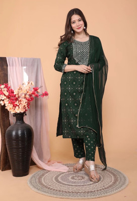 TUNDHWAL CREATION Embroidered Kurta, Trouser/Pant & Dupatta Set