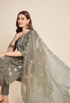 Anouk Rustic Embroidered Kurta, Trouser/Pant & Dupatta Set