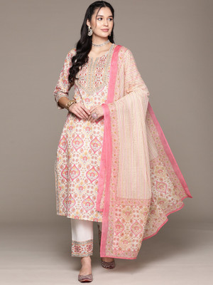 Readiprint Fashions Printed Kurta, Palazzo & Dupatta Set