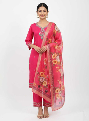 KASMIRRA Embroidered Kurta, Trouser/Pant & Dupatta Set