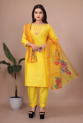 AAYAT Embroidered Kurta, Palazzo & Dupatta Set