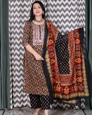 badodiya's Embroidered Kurta, Palazzo & Dupatta Set
