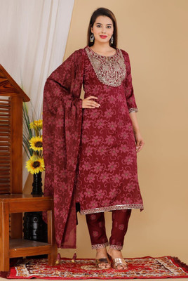 Warvi Embroidered Kurta, Trouser/Pant & Dupatta Set