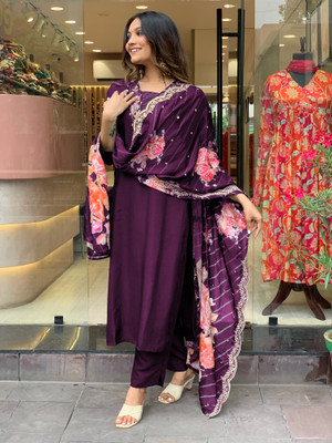 Lovisa Fashion Embellished, Embroidered, Printed Kurta, Trouser/Pant & Dupatta Set