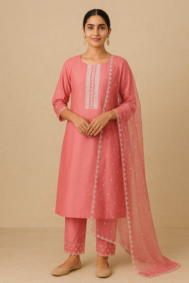 Anayara Embroidered Kurta, Trouser/Pant & Dupatta Set