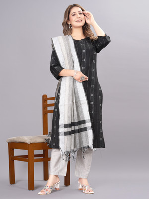 TextileCloth Geometric Print Kurta, Trouser/Pant & Dupatta Set