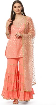 BIBA Embroidered Kurta, Sharara & Dupatta Set