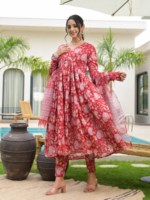 DIVENA Floral Print Kurta, Trouser/Pant & Dupatta Set