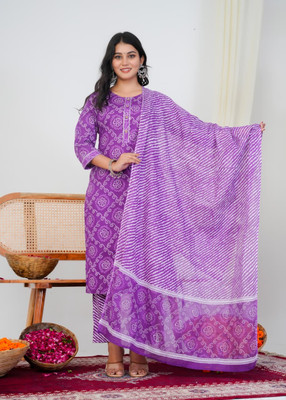 badodiya's Self Design Kurta, Palazzo & Dupatta Set