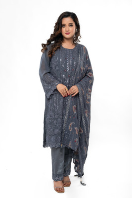 LABEL BY ANUSHA Embroidered Kurta, Trouser/Pant & Dupatta Set
