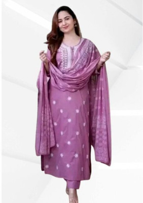 Jaipur fashion factory Embroidered Kurta, Trouser/Pant & Dupatta Set