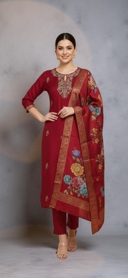 Tylissa Embroidered Kurta, Trouser/Pant & Dupatta Set