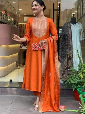 AKD FASHION Embroidered Kurta, Trouser/Pant & Dupatta Set