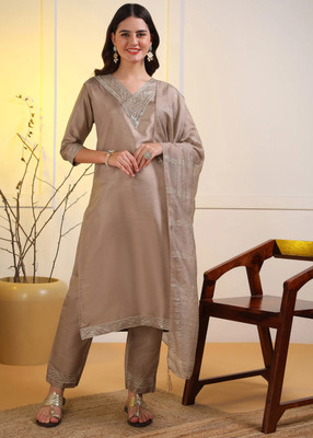 DSK Studio Embroidered Kurta, Trouser/Pant & Dupatta Set
