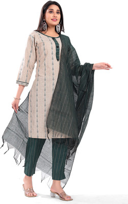 NATIONAL TEX Self Design, Printed Kurta, Trouser/Pant & Dupatta Set