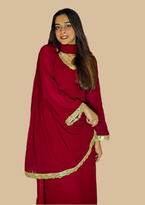 peethpankh Solid Kurta, Palazzo & Dupatta Set