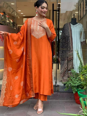 HOUSE OF COMMON Embroidered Kurta, Trouser/Pant & Dupatta Set
