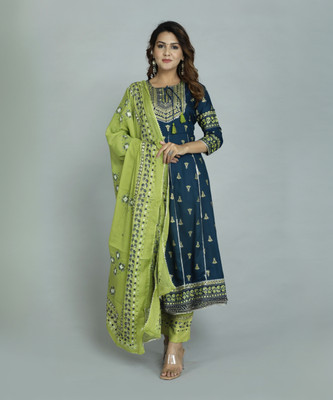 GVS SHOPPE Printed Kurta, Palazzo & Dupatta Set