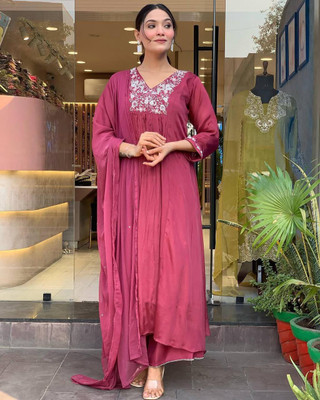 TARUNIPOSHAK Embroidered Kurta, Sharara & Dupatta Set