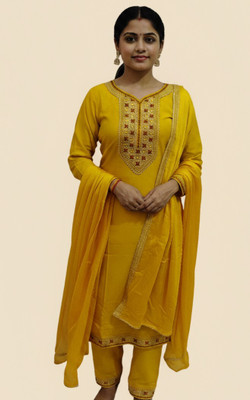 KAKKA JI COLLECTIONS Embroidered Kurta, Trouser/Pant & Dupatta Set