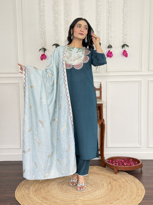 PILUDI Embroidered Kurta, Salwar & Dupatta Set