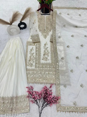 HOUSE OF COMMON Embellished, Embroidered Kurta, Trouser/Pant & Dupatta Set