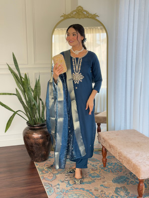 SwirlStyle Embroidered Kurta, Salwar & Dupatta Set