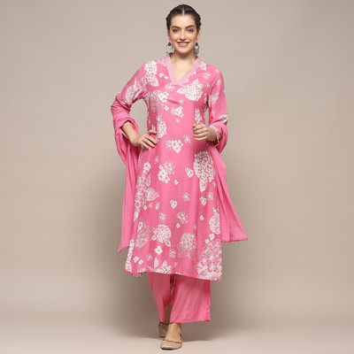 BIBA Printed Kurta, Palazzo & Dupatta Set