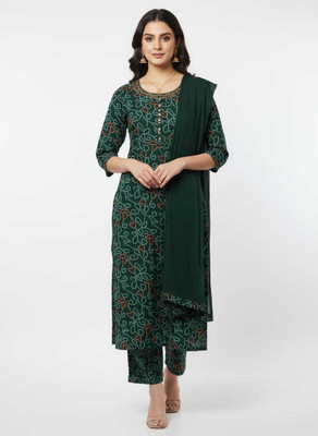 Aaradhya Collection Polka Print Kurta, Palazzo & Dupatta Set
