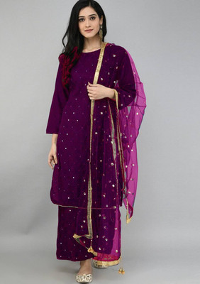 jenswi Embellished Kurta, Palazzo & Dupatta Set