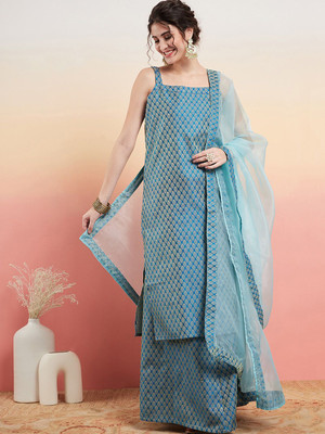 Sangria Woven Kurta, Sharara & Dupatta Set