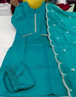 ROHEENI CREATION Solid Kurta, Trouser/Pant & Dupatta Set