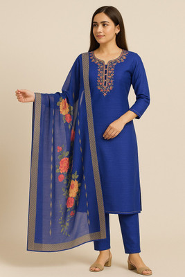 GJFIIVE Embellished Anarkali Kurta, Bottom & Dupatta Set