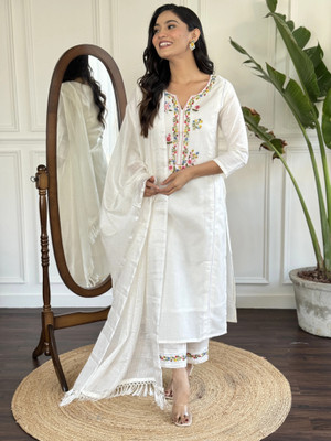 Vaidehi Fashion Embroidered Kurta, Trouser/Pant & Dupatta Set