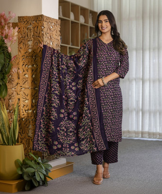 Skylee Embellished, Printed, Self Design Kurta, Trouser/Pant & Dupatta Set