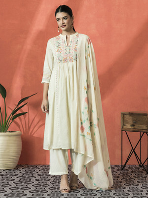 Sangria Self Design Kurta, Trouser/Pant & Dupatta Set