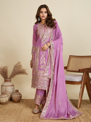 AMALAK Embroidered, Embellished Kurta, Trouser/Pant & Dupatta Set