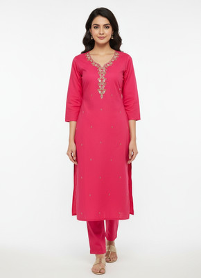 Pallavi textile Embroidered, Solid Kurta, Trouser/Pant & Dupatta Set